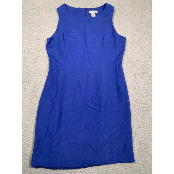 Deane & White Dress Blue Linen Blend Sleeveless Lined Size 10 Back‎ Zipper - Picture 1 of 8